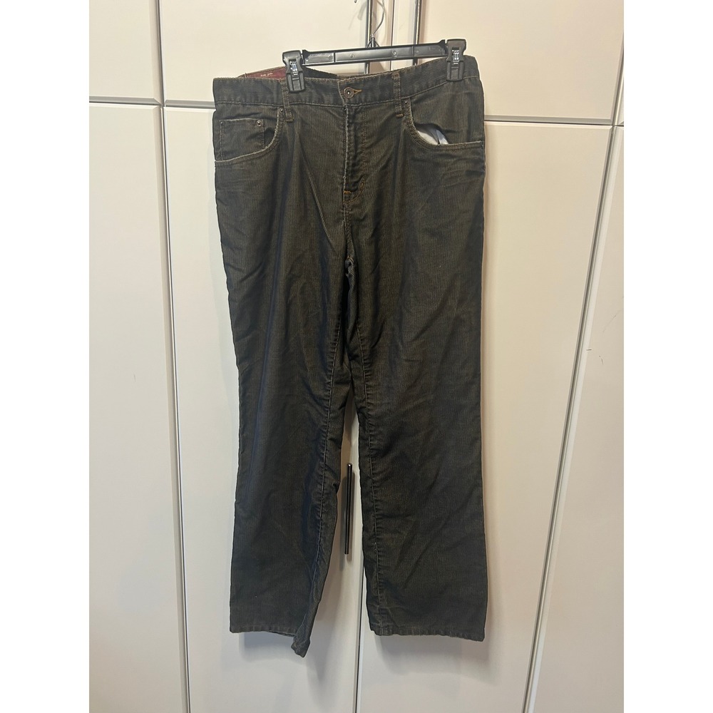 Baileys Point Mens Corduroy Pants Gray Straight Leg 5-Pocket 37x30 Casual Trouse